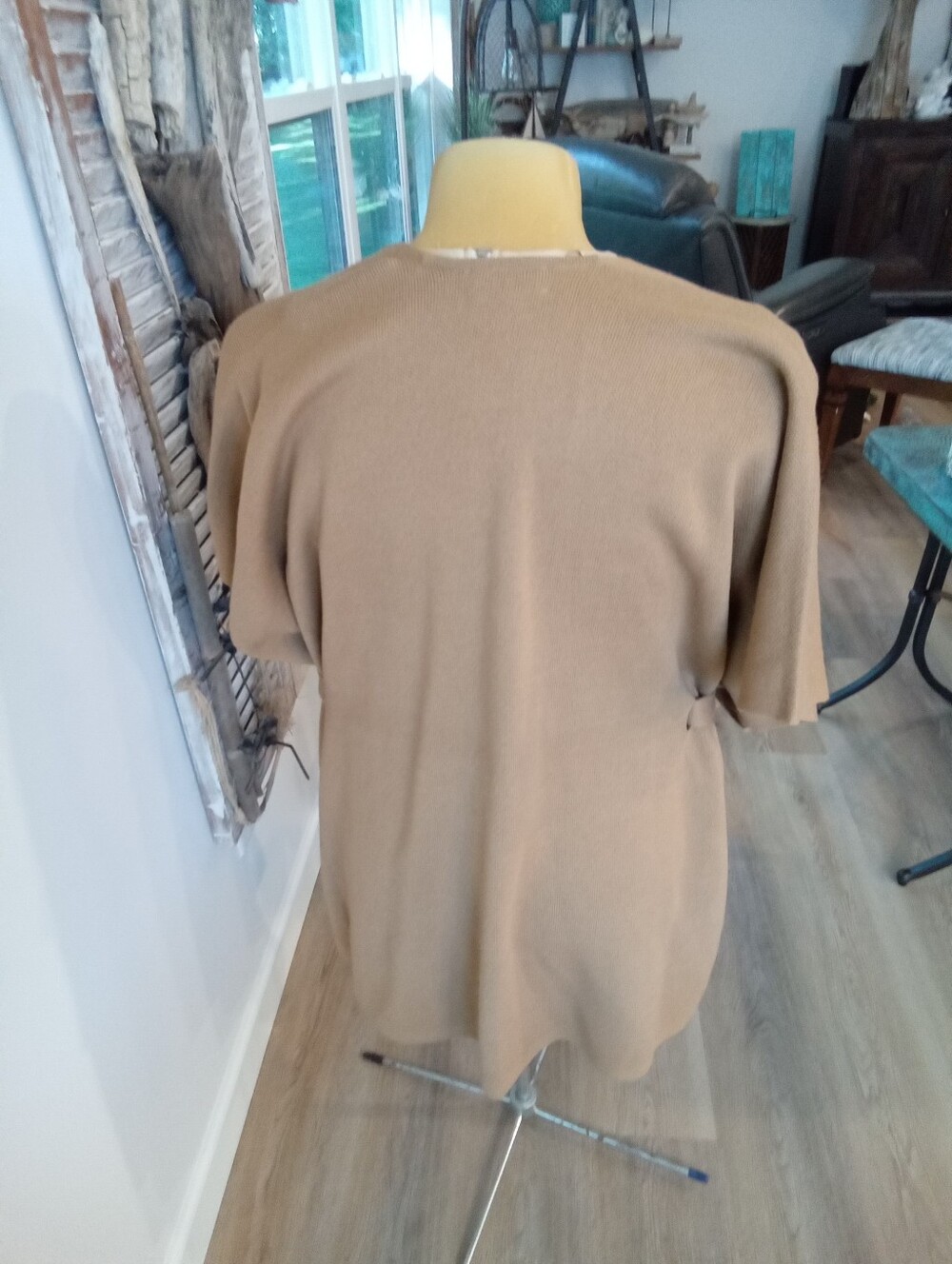 Loft Outlet Size OS Camel Tan Belted Knit Wrapnponcho Cardigan Sweater NWOT - Picture 10 of 13